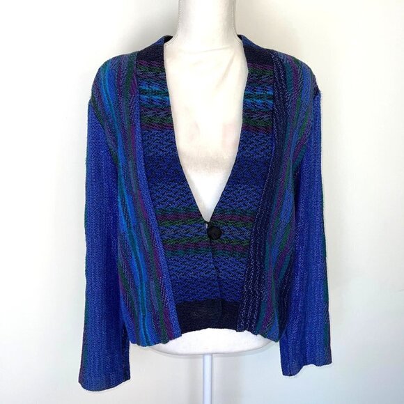 Arna Shaw Weaver Blazer Womens Size Medium Large Art To Wear Handwoven Button - Picture 10 of 10